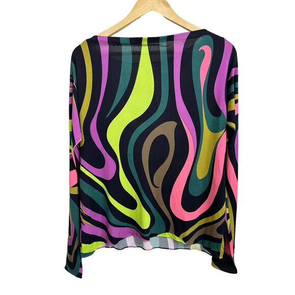 EMILIO PUCCI Marmo-Print Multicolored Top Silk Size 2 $935 - Picture 6 of 9